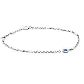 True 14k White Gold Single Bezel Blue Sapphire Ladies Bracelet