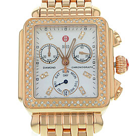 Michele Deco Rose Gold Steel Diamond 0.66cttw MOP Dial Quartz Watch MWW06P000109