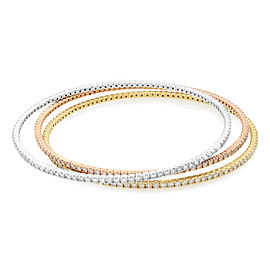 True 14K Tri Color Gold Diamond Ladies Bangle Bracelet 6.04cttw