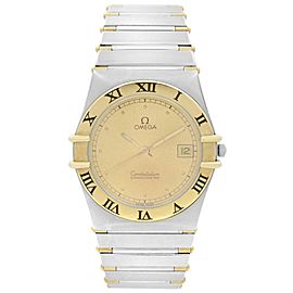 Omega Constellation 1431 18k Gold Steel Champagne Dial Quartz Men Watch 398.0876