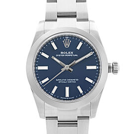 Rolex Oyster Perpetual 34mm Steel Blue Dial Automatic Midsize Watch