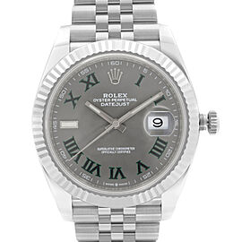 Rolex Datejust 41mm Steel 18K Gold Bezel Wimbledon Dial Mens Watch