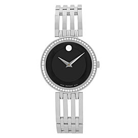 Movado Esperanza Diamonds Stainless Steel Black Dial Quartz Ladies Watch 0607052