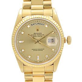 Rolex President Day-Date 36mm 18K Yellow Gold Diamond Dial Mens Watch