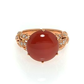 Luca Carati 18K Rose Gold Red Agate Diamond Ring 0.34Cttw Size 7.5