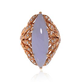 Luca Carati 18K Rose Gold Chalcedony Gemstone & Diamonds Ring 0.78Cttw Size 6.5