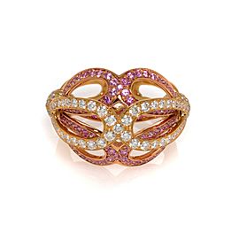 Luca Carati 18K Yellow Gold Diamond & Pink Sapphire Cocktail Ring 1.06Cttw Sz 7