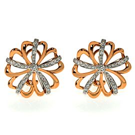 Luca Carati 18K Rose & White Gold Diamond Flower Earrings 0.78Cttw