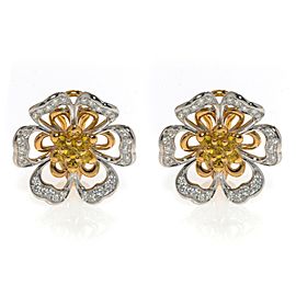 Luca Carati 18K Rose & White Gold Yellow Sapphire Diamond Flower Earrings