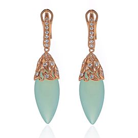 Luca Carati 18K Yellow Gold Chalcedony Diamond Drop Earrings 0.45Cttw