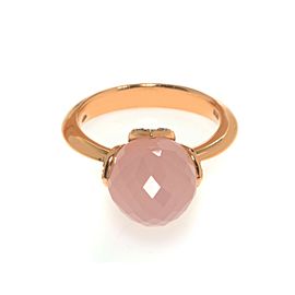 Luca Carati 18K Rose Gold Chalcedony Gemstone & Diamond Ring 0.13Cttw Size 7