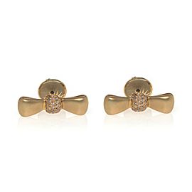 Luca Carati 18K Yellow Gold Brown Diamond Bow Stud Earrings 0.37Cttw