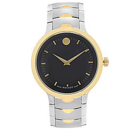 Movado Luno Two-Tone Stainless Steel Black Dial Quartz Mens Watch 0607043