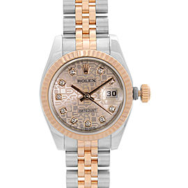 Rolex Datejust 26mm 18k Rose Gold Steel Diamond Dial Ladies Watch