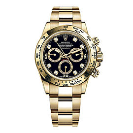 Rolex Cosmograph Daytona 40mm 18K Gold Diamond Black Yellow Dial Watch