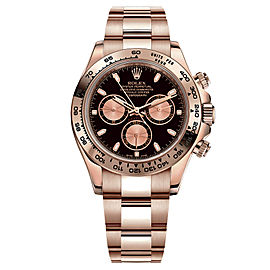 Rolex Cosmograph Daytona 40mm 18K Gold Index Black Rose Dial Watch