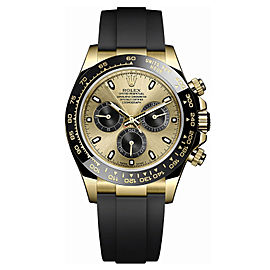 Rolex Cosmograph Daytona 40mm 18K Gold Stick Champagne Black Dial Watch