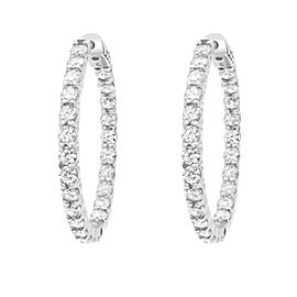 Rachel Koen 14K White Gold Diamond Hoop Earring 1.25 inches 4.27Cttw