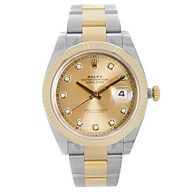 Rolex Datejust 41mm 18K Yellow Gold Champagne Diamond Dial Mens Watch