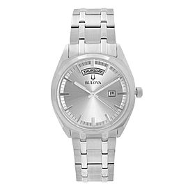 Bulova Classic Day-Date Stainless Steel Silver Dial Quartz Mens Watch 96C127