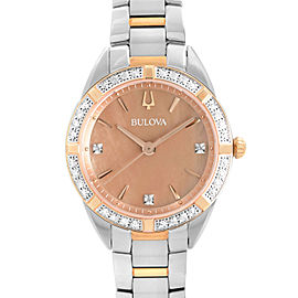 Bulova Classic Sutton Steel Diamonds Bronze MOP Dial Quartz Ladies Watch