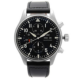 IWC Pilot 43mm Steel Chronograph Black Dial Mens Automatic Watch IW377709