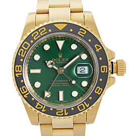 Rolex GMT-Master II 18K Yellow Gold Green Dial Automatic Mens Watch