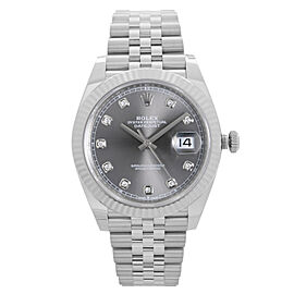 Rolex Datejust 41 Jubilee Steel Rhodium Diamond Dial Automatic Mens Watch