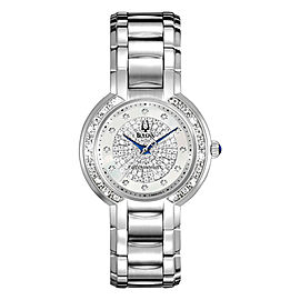 Bulova Precisionist Stainless Steel MOP Diamond Dial Quartz Ladies Watch 96R169