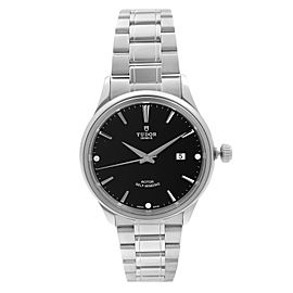 Tudor Style Stainless Steel Black Diamond Dial Automatic Mens Watch