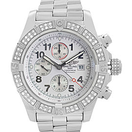 Breitling Super Avenger 48mm Diamond Steel White Dial Automatic Men Watch