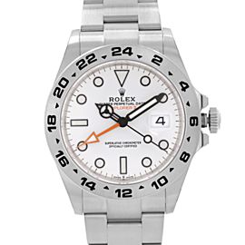 Rolex Explorer II Steel Orange Hand White Dial Automatic Mens Watch