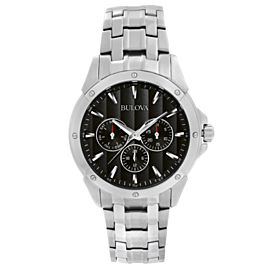 Bulova Classic Day Date Stainless Steel Black Dial Quartz Mens Watch 96C107