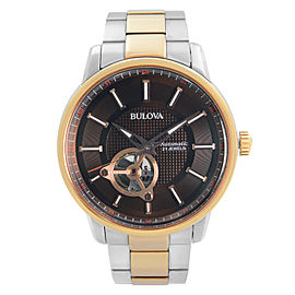 Bulova Two-Tone Stainless Steel Brown Dial Automatic Mens Watch 98A140