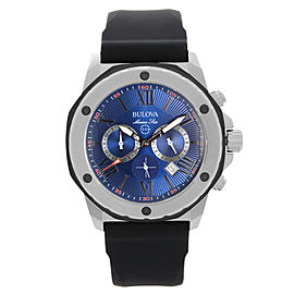 Bulova Marine Star Chronograph Steel Blue Dial Quartz Mens Watch