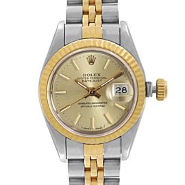 Rolex Datejust 26mm 18K Gold Steel Champagne Dial Automatic Ladies Watch