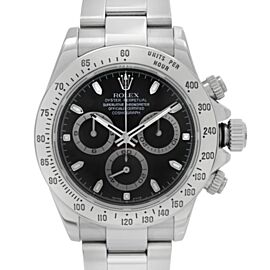 Rolex Cosmograph Daytona 40mm Steel Black Index Dial Automatic Mens Watch