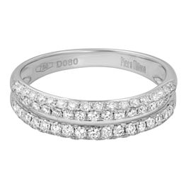 True Natural Pave Diamond Ring 18k White Gold 0.80cttw Size 8