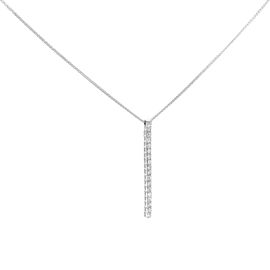 True 1 Row Natural Diamond Drop Pendant Necklace 18k White Gold 0.40cttw