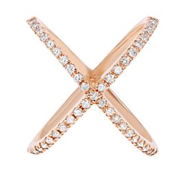 True Diamond X Ring 14K Rose Gold 0.56ctte Size 7.25