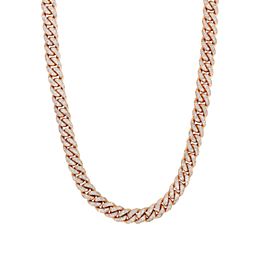 True Cuban Link Chain Diamond Necklace 10K Rose Gold 13.00cttw