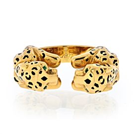 Cartier Double Panther Spotted Leopard Ring 18K Yellow Gold Size 51 US 5.75