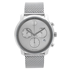 Movado Bold 44mm Chronograph Steel Silver Dial Mesh Quartz Mens Watch 3600371