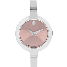 Movado Bela Museum 25mm Steel Pink Dial Ladies Quartz Bangle Watch 0606596