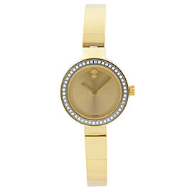 Movado Bold 25mm Gold Plated Steel Diamond Bezel Quartz Ladies Watch 3600322