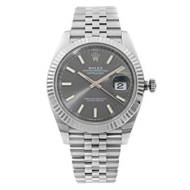 Rolex Datejust 41 Steel Gold Bezel Jubilee Band Rhodium Dial Men Watch