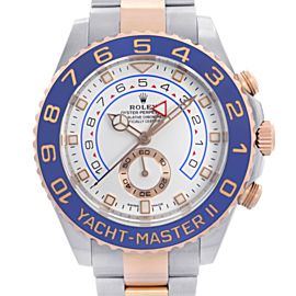 Rolex Yacht-Master II Steel 18k Rose Gold White Dial Mercedes Hands Watch