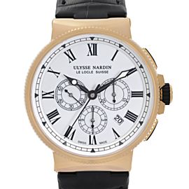 Ulysse Nardin Marine 43mm Chronograph 18k Yellow Gold White Dial 1506-150/LE