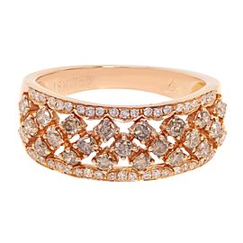 Rachel Koen Brown and White Diamond Wide Band 18K Rose Gold