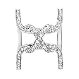 Rachel Koen Wide Diamond Fancy Open Statement Ring 18K White Gold